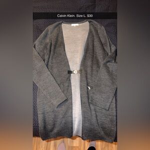 Calvin Klein Gray Open-Front Cardigan